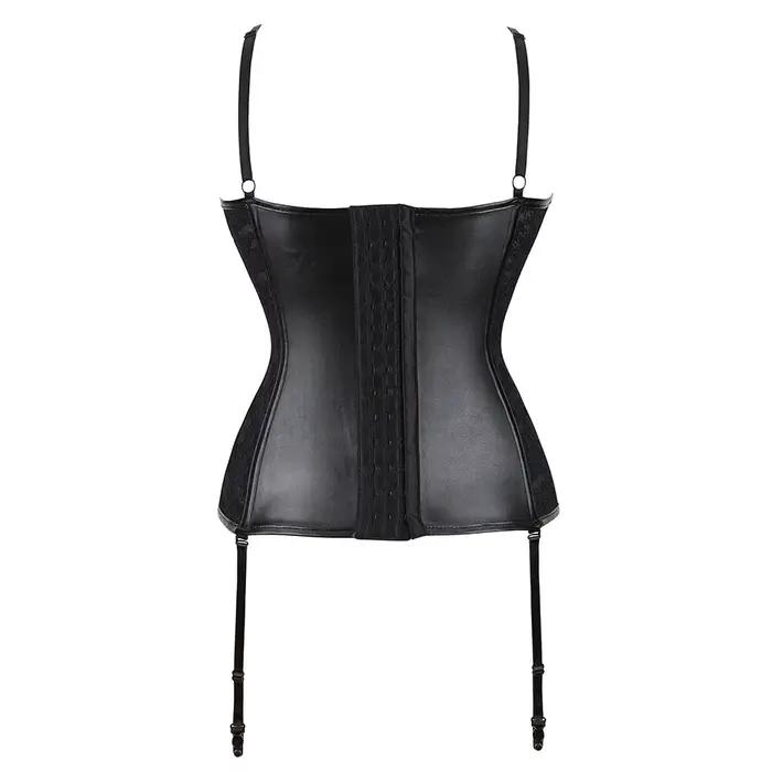 Corset en cuir et dentelle pour femme, haut rembourré, bretelles réglables, soutien-gorge de style punk, bustier push up, lingerie sexy, amincissant, spoeur de corps