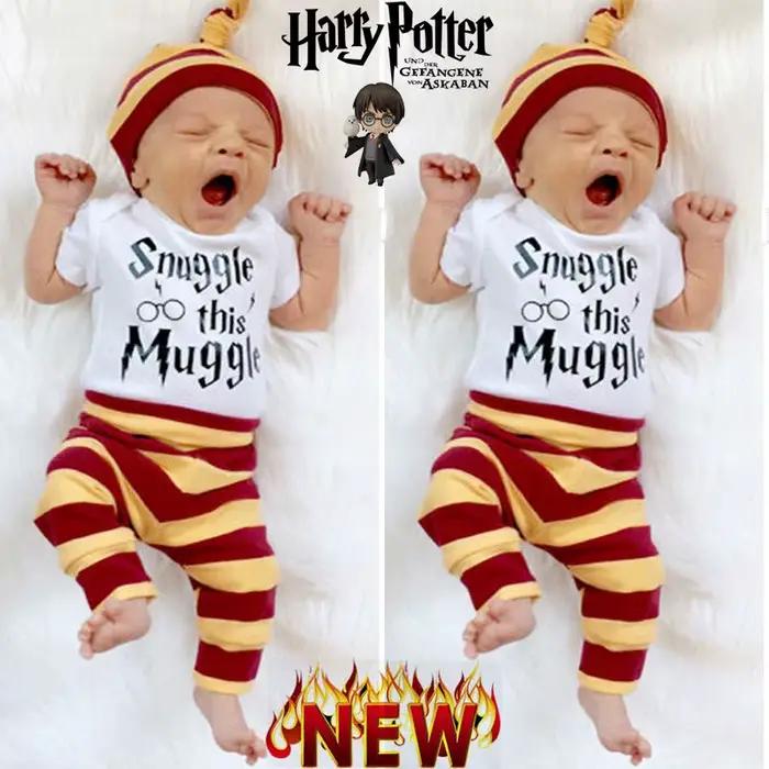 Personnages de film HarryyPotter nouveau 3 pièces de vêtements de bébé paquet de Cosplay manteau de pet à manches courtes à manches longues cadeaux de bébé en coton