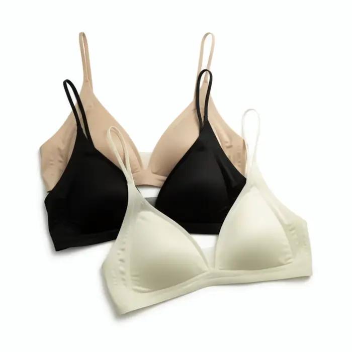 Soutien-gorge en satin laiteux à col en V profond, maintien doux, bretelles ajustables, sans coutures, effet amincissant, sans armatures, fines bretelles, usage quotidien