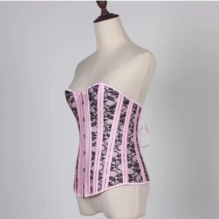 Corset rose haut bustier victorien surbuste princesse élégant Corsets haut Sexy dentelle florale Corset Lingerie Showgirl Costume de fête