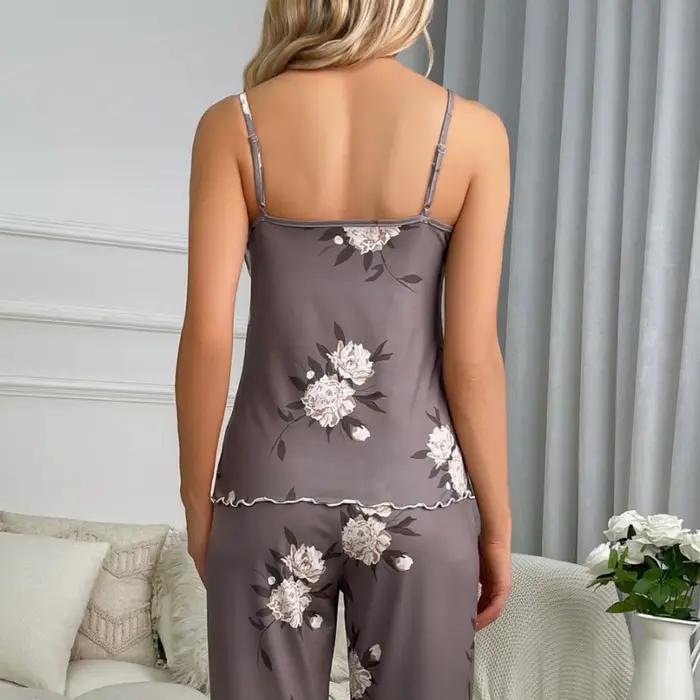Pyjamas pour femmes, camisoles, gilets, pantalons, décontractés et élégants, adaptés à la tenue à la maison de style européen et américain