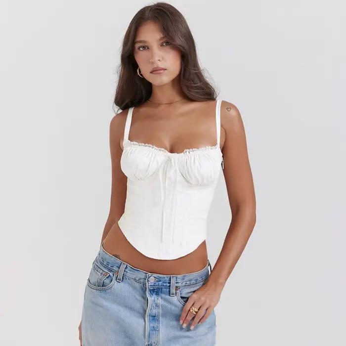 T-shirts d'été élégants sans bretelles Corset couverture en dentelle femmes pansement t-shirt Y2K Chic femme haut court noir rouge bleu blanc jaune