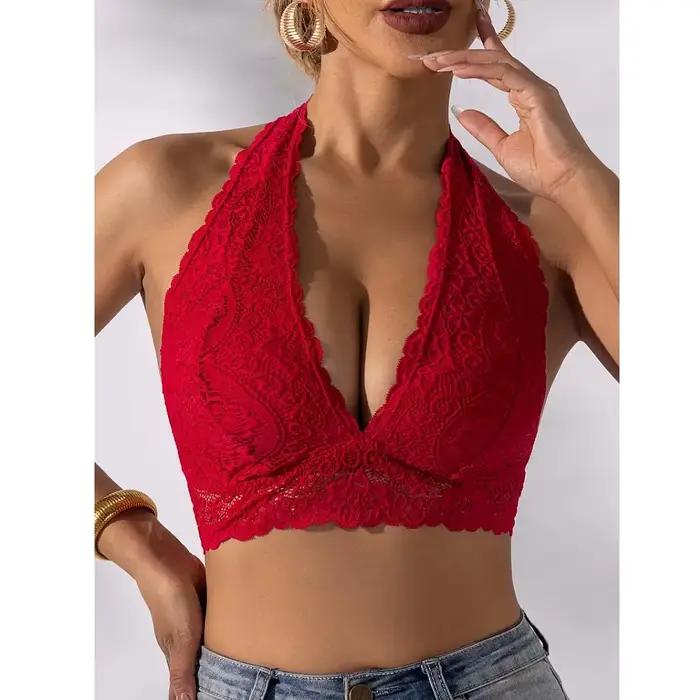 Soutien-gorge femme sans couture en polyester et élasthanne avec dentelle pour activité quotidienne et occasions spéciales