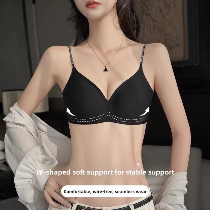 Soutien-gorge sans couture confortable et sexy pour femme, dos nu, pour petites poitrines, effet push-up sous les aisselles, léger, tendance, scintillant, sans bretelles, en coton