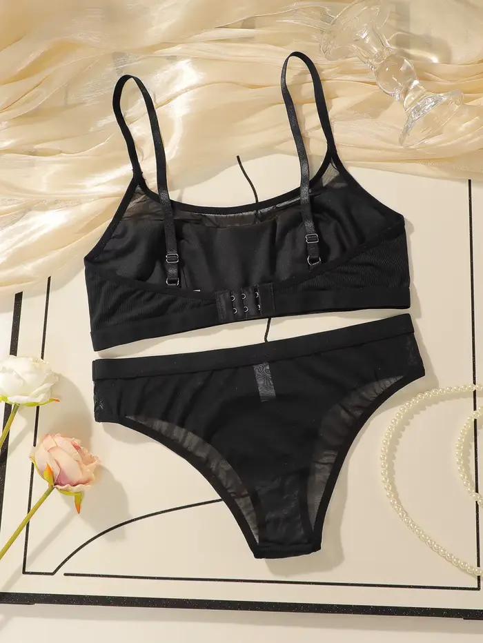 Ensemble de soutien-gorge à bretelles noir pour filles, sans Support en acier, doublure intérieure Double couche, sous-vêtements de sport pour femmes, MR2668