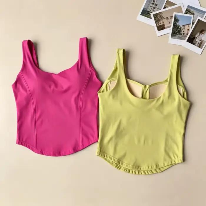 Soutien-gorge de sport yoga absorbant les chocs pour femme, sensation seconde peau, bralette une pièce, débardeur push-up respirant pour fitness et entraînement
