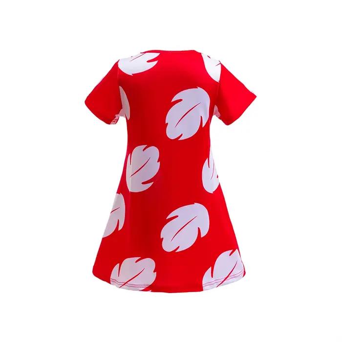 Costume de Cosplay Disney Lilo pour filles, robe rouge, pyjama à manches courtes, robe imprimée hawaïenne, tenue de plage d'été + ensemble de poupée Stitch