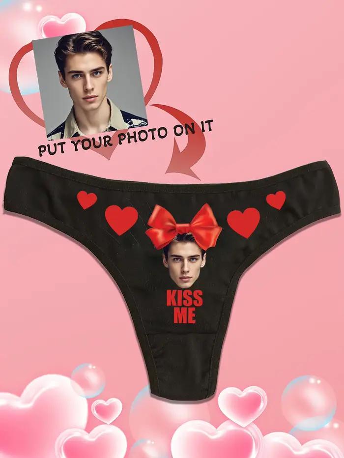 Sous-vetements personnalisables en polyester avec avatars de couple et lettres d'amour imprimées pour femmes occasions spéciales comme Saint Valentin et Noel