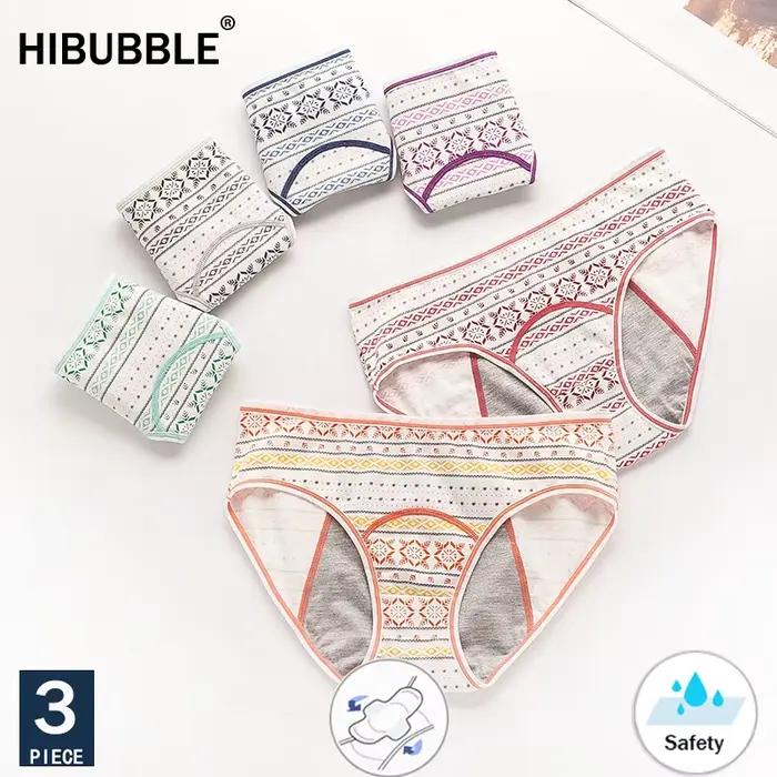Culottes menstruelles étanches pour femmes, sous-vêtements en coton, culottes menstruelles de dessin animé mignon, caleçons à la mode pour adolescents, lot de 3 pièces