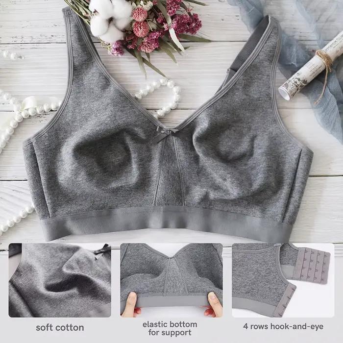 Sheroine – soutien-gorge en coton pour femmes, gros seins, confort sans fil, couverture complète, sous-vêtements doux sans couture, sans doublure, non rembourré