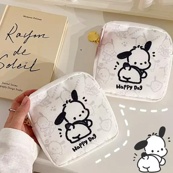 Prenosné látkové úložné vrecko na hygienické vložky Kawaii Sanrio Pochacco