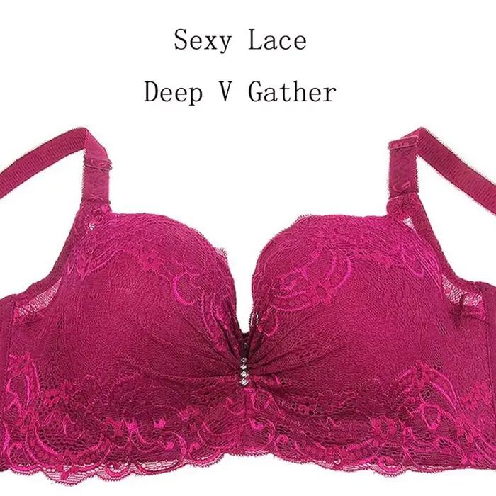 BCHRAYIUP Soutien-Gorge Dentelle à Armatures Rembourré Push-Up Sexy Plongeant pour Femmes 90 95 100 105 110 115 120 B C D E