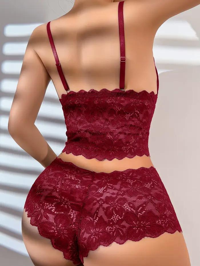 Sexy čipkovaný kvetinový priesvitný set spodnej bielizne pre ženy