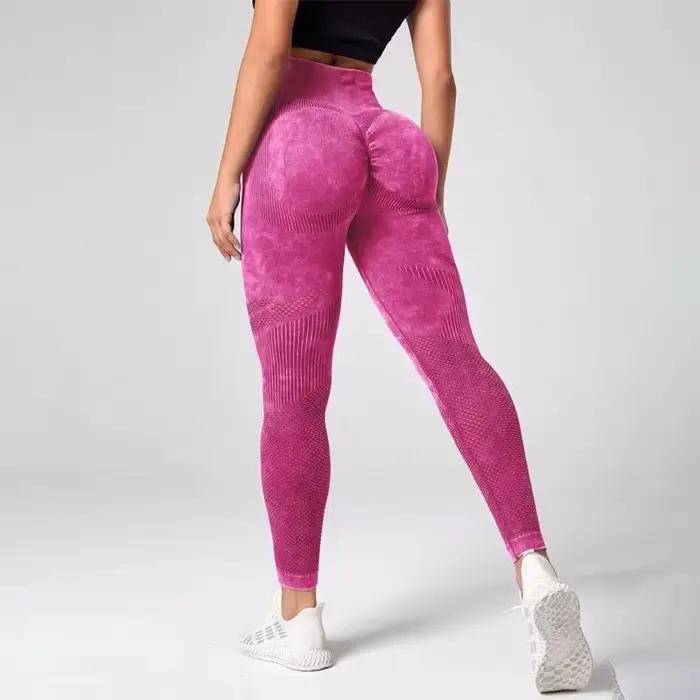 Joggingové legíny s viazaním na kontrolu brucha s tie-dye efektom