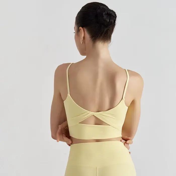 SOISOU mince épaule haut en Nylon nœud papillon dos Sexy femmes soutien-gorge sport Yoga Fitness soutien-gorge pour femmes élastique femme sous-vêtements