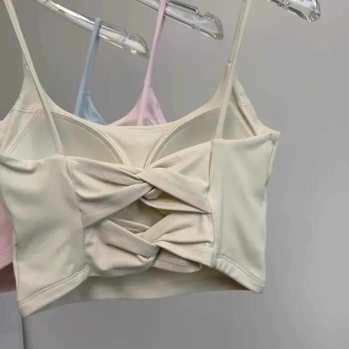 Soutien-gorge de sport intégré pour femme, idéal pour le yoga, la course et le fitness, avec dos sexy, confortable pour l'été, style débardeur