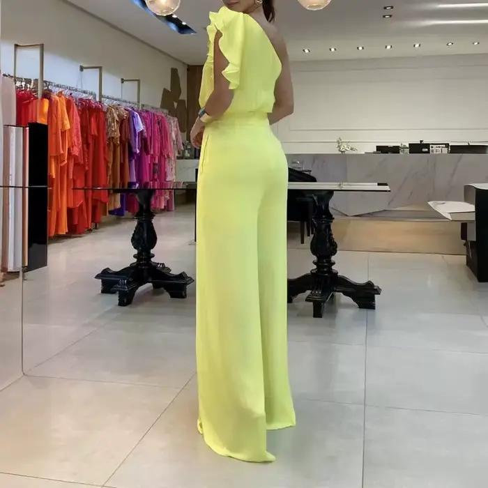 Costumes longs pour diabétiques pour femmes, Sexy, Élégant, Mode, Décontracté, Motif Floral, Un initié, Volants, Corps conjoint, Pantalon, Été, Nouveau, 2024
