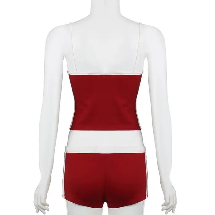 Ensemble haut et shorts en polyester style Y2K pour femmes avec imprimés lettres contrastants pour l'été occasions spéciales
