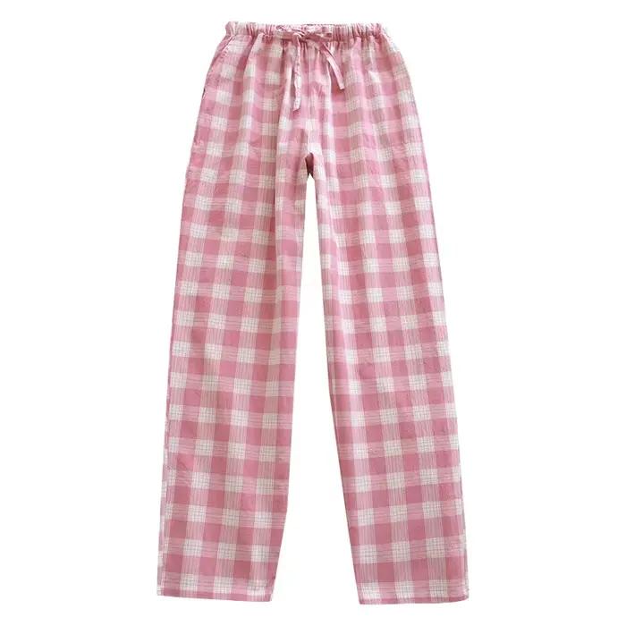 Pantalon de pyjama en gaze de coton pour femmes, Pantalon de maison pour Couples, vêtements de détente, bas de sommeil imprimé ample pour Femme, Pantalon Hombre pour hommes