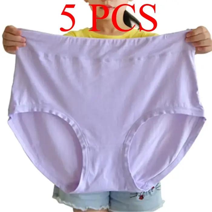 Lot de 5 culottes grande taille pour femme, en soie de lait, coupe triangle, pour femmes enceintes, mères d'âge moyen, jusqu'à 150 kg