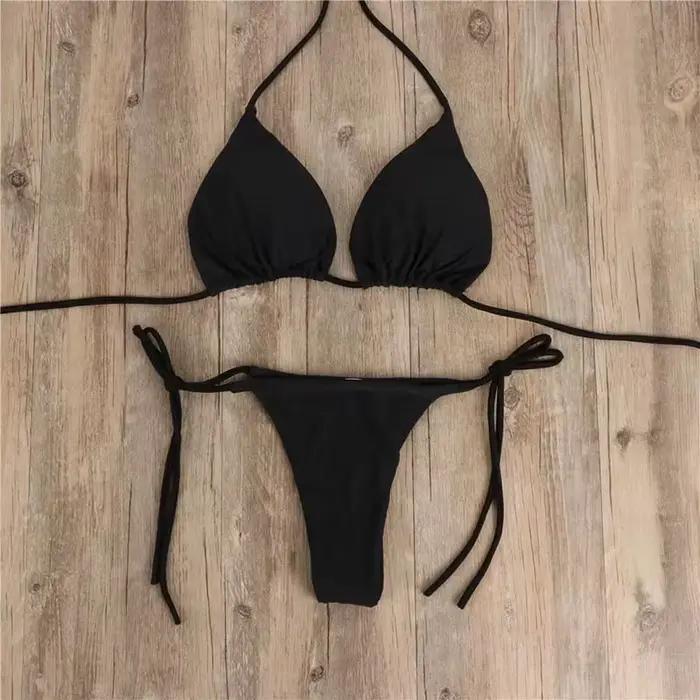 Dámske letné sexy bikini s push-up vypchávkou a tangami, dvojdielne plavky