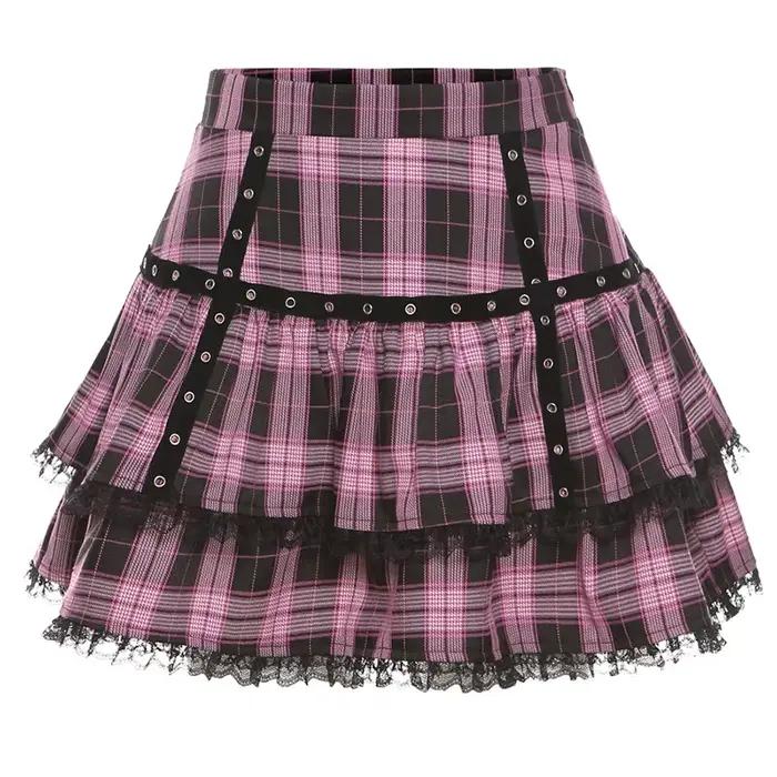 FI Kúpeľňa R Mall Goth Gotická čipka s volánmi Mini Sukne pre ženy