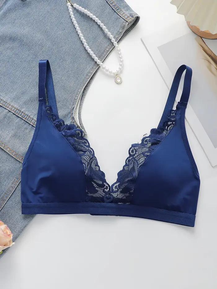 Soutien-gorge sexy pour femmes sans armatures, col en V profond, dentelle, trois quarts tasse, confort sans fil, bretelles ajustables, push up pour petite poitrine