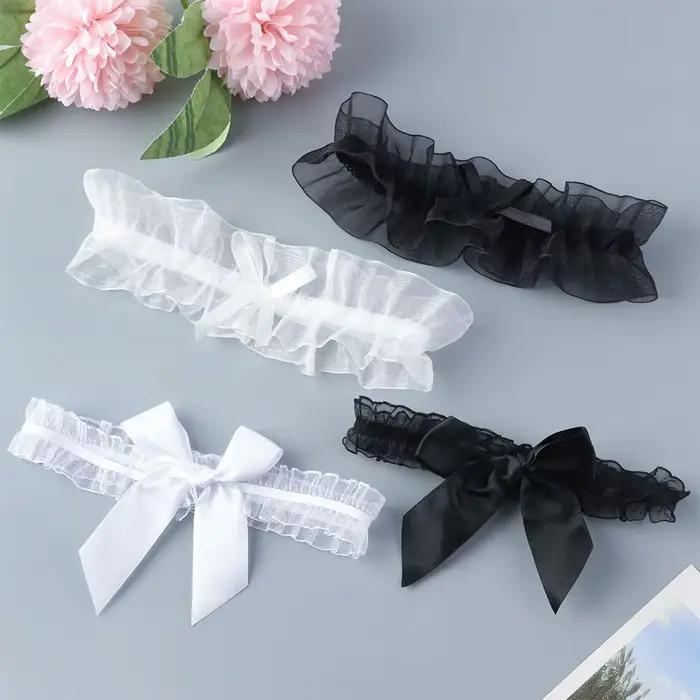 Porte-jarretelles en dentelle avec nœud papillon, Lingerie Sexy à la mode, pour mariage, mariée, accessoires de fête Cosplay, anneau de jambe élastique