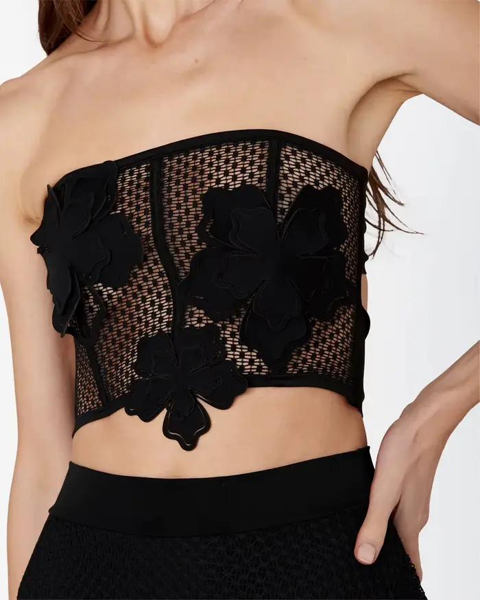 Bikini à fleurs décorées pour femme, maillot de bain taille haute, élégant, en maille tricotée, ensemble deux pièces, tenue de plage pour les vacances