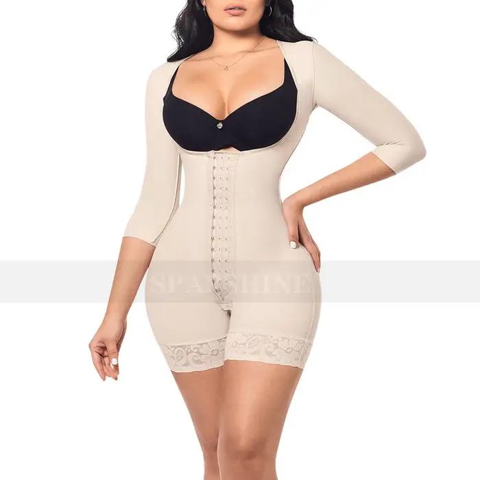 Tvarovacie a kompresné body na brucho s rukávmi Fajas Sexy kontrola brucha zdvihnutie bokov Shapwear pre ženy
