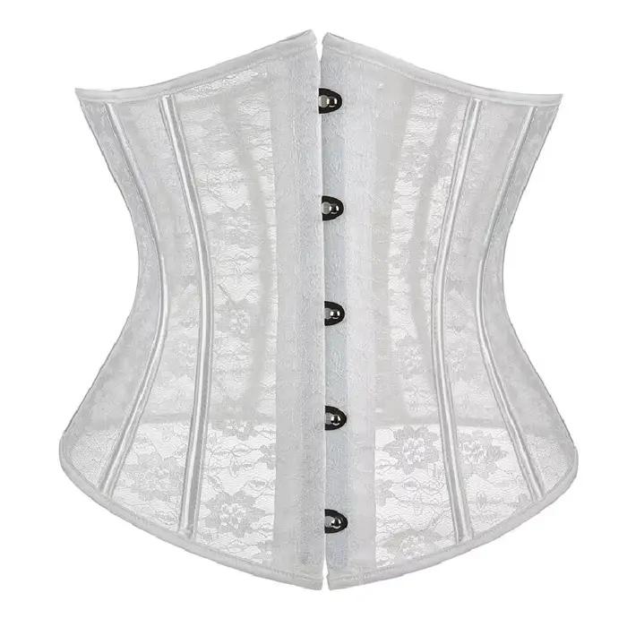 Corset sous le buste pour femmes, modelant le corps, Sexy, cintré à la taille, bustier respirant en dentelle, gothique, à la mode, noir et blanc