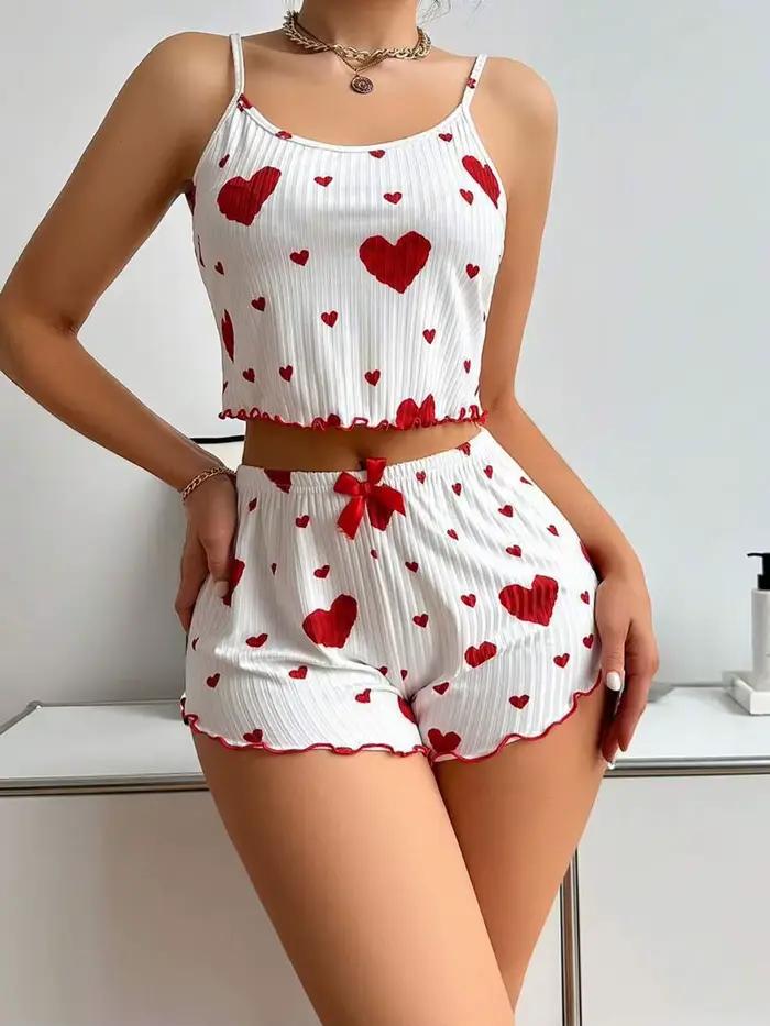 2-dielny set pre ženy pyžamo šortky kostým domáce oblečenie tlačené spodné prádlo Pijama Sexy Lingerie tielka nočná