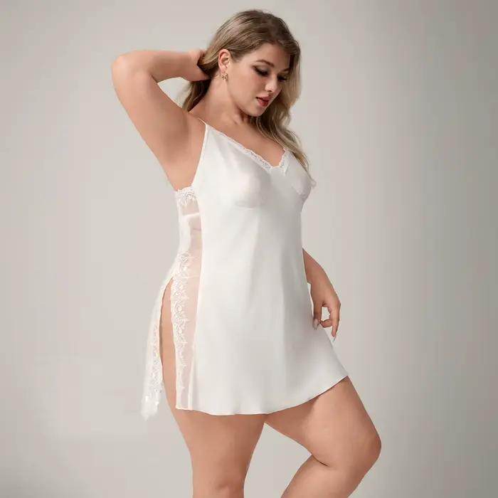 Biela sexy nočná košeľa pre ženy