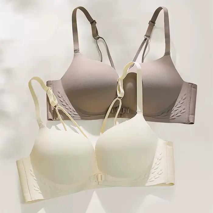Soutien-gorge sexy avec petits seins pour femme, bouton avant, beau dos, sans couture, poitrine plate, seins latéraux, sans anneau en acier, grand soutien-gorge