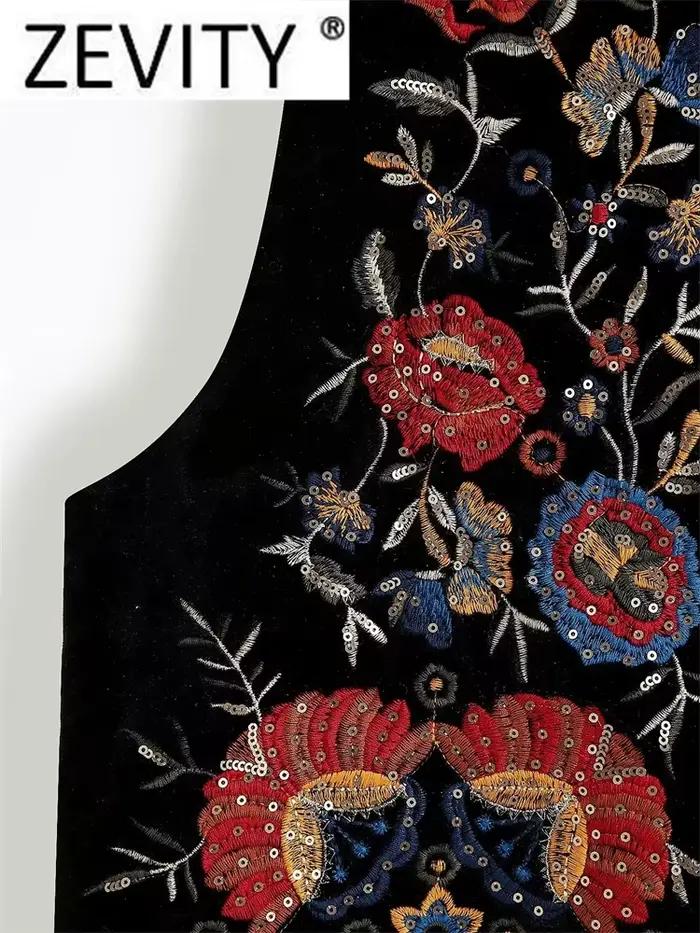 Zevity ženy Vintage flitre kvetinová výšivka vesta dámske retro štýl národný patchwork ležérny zamat CT154