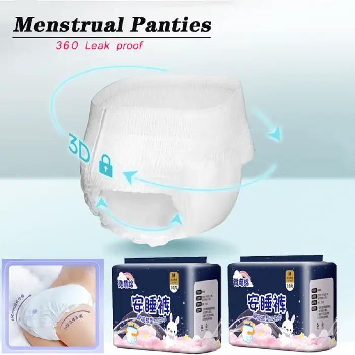 3 paquets = 30 pièces pantalons menstruels jetables femmes serviette hygiénique grande taille culotte menstruelle étanche pantalons de couchage menstruels