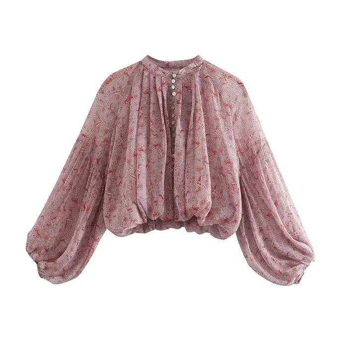 Boho blúzka s nafúknutými rukávmi pre ženy