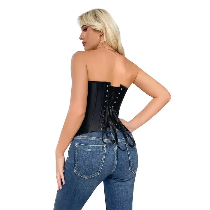 Femmes surbuste hauts Corset fermeture éclair latérale Satin à lacets désossé Bustier Shapewear minceur taille façonnage Korset