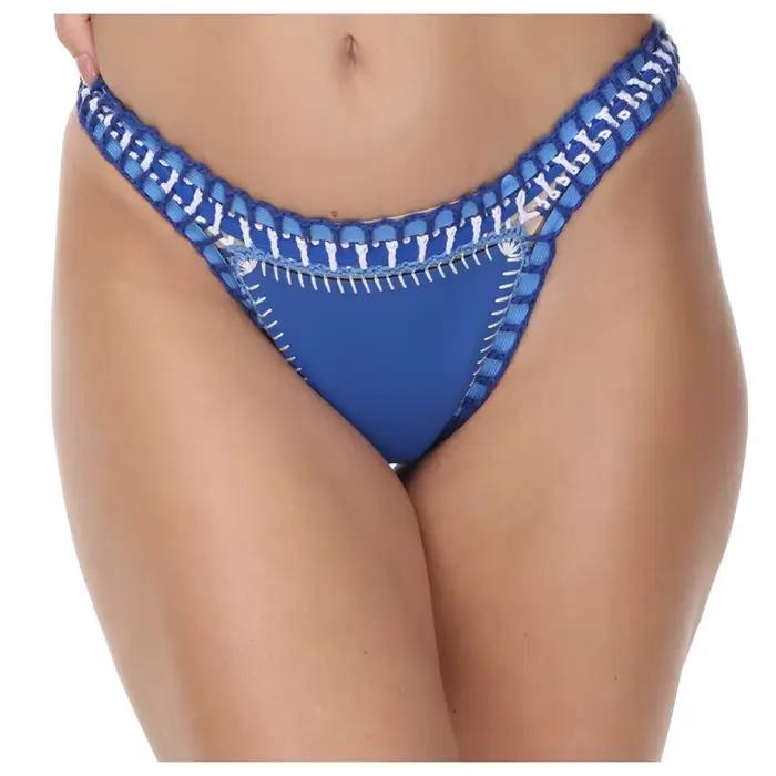 Ručne háčkovaný modrý bikini set pre ženy