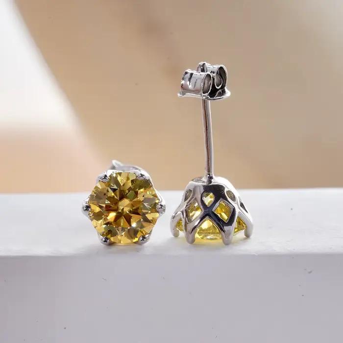 1/2/4CT VVS D farba Ruský brúsny Moissanit 8H8A Laboratórny diamant náušnice pre ženy S925