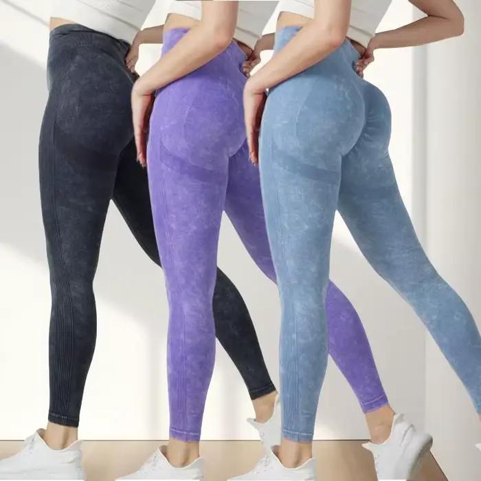 Bezšvové tie-dye legíny pre ženy – Vysoký pás