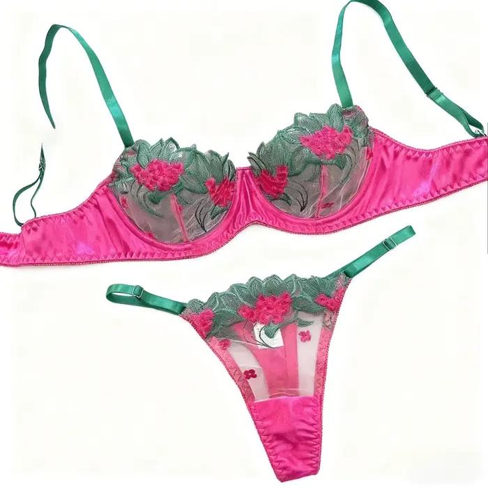 Krajkový florálny podprsenkový set