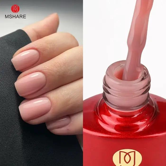 MSHARE Gumený základný gél v mliečno-ružovej farbe Camouflage farba kabát namáčacie nechty Gélové laky 10ml UV LED