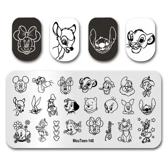 MouTeen-148 veľké nechtové šablóny Disney Mickey Mouse manikúrová sada na