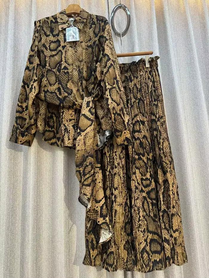 Ensemble pyjama à la mode pour femmes, rétro européen et américain, chemise ample à imprimé irrégulier, deux pièces, taille haute, jambes larges, costume de maison