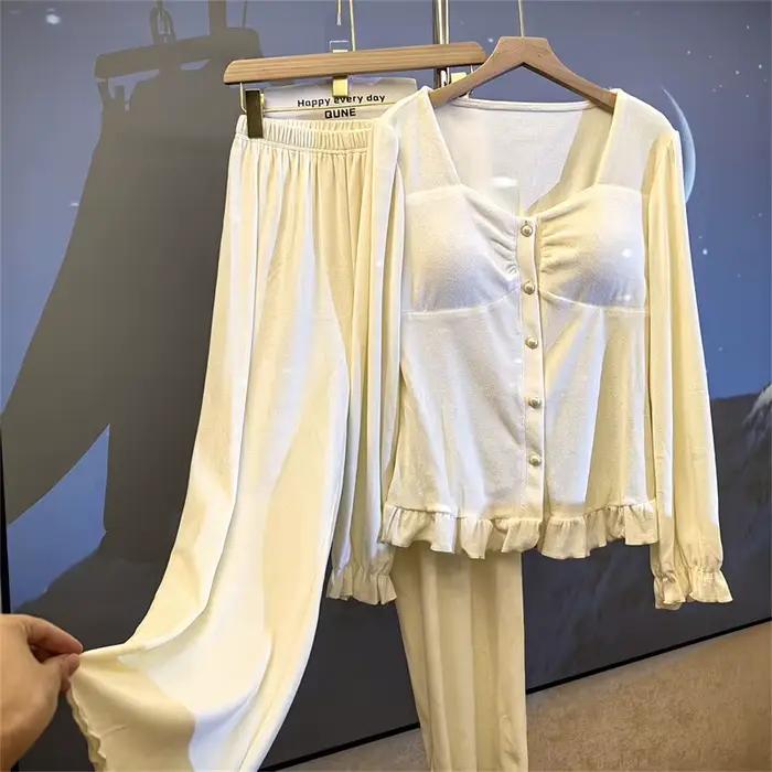 Island velours femmes pyjamas chaud épais vêtements de nuit maison costume polaire tenue de nuit Femme à manches longues pantalon ensembles Pyjama Femme
