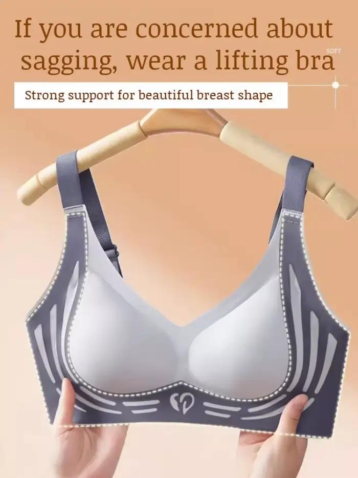 Soutien-gorge de sport pour femme anti-affaissement, ajustable, pour petites poitrines, motif cœur, color-block, sans couture, haute élasticité, effet liftant et sculptant