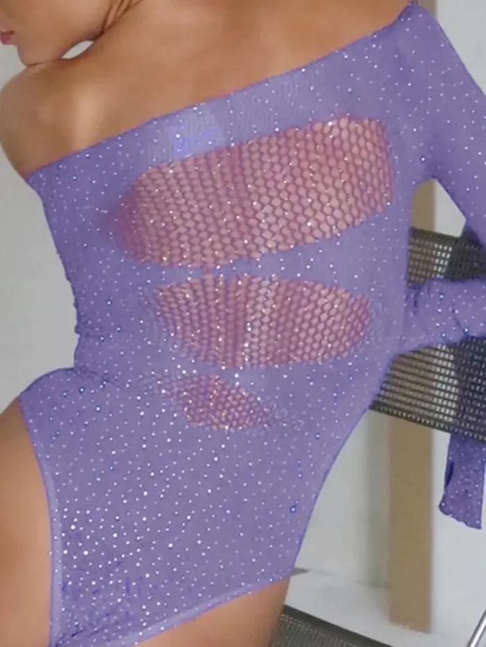 Sexy priehľadné čierne body s kamienkami pre ženy letné