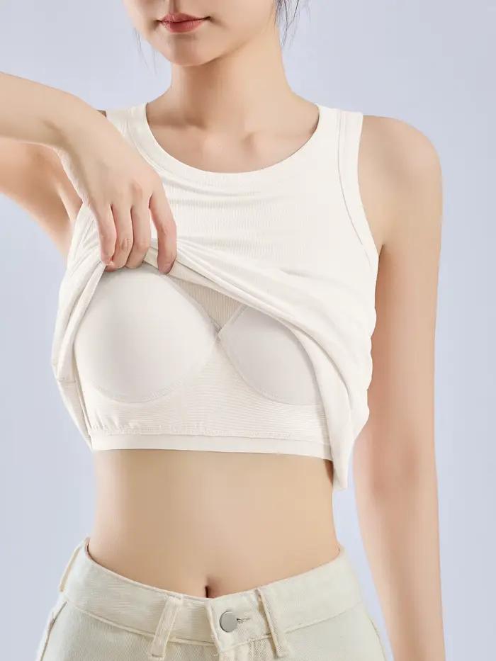 Camisole filetée tout-en-un pour femmes, gilet de couleur Pure avec coussinets d'allaitement, haut intérieur et extérieur