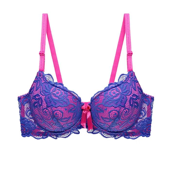 Soutien-gorge Sexy à armatures en dentelle, soutien-gorge Push Up légèrement rembourré pour femmes, T-Shirt de tous les jours, tailles confortables, bonnet 34-42A/B/C